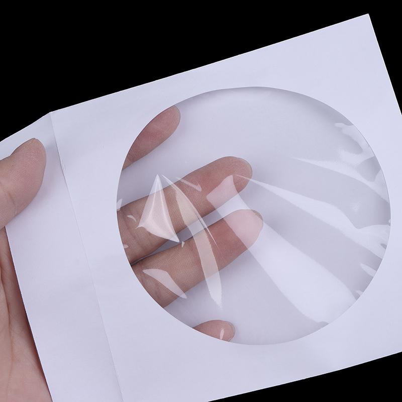 Envelopes Storage Clear Window Case Flap White Folded Paper Bag 10/50Pcs 12.5Cm Cd Dvd Disc Paper Sleeves