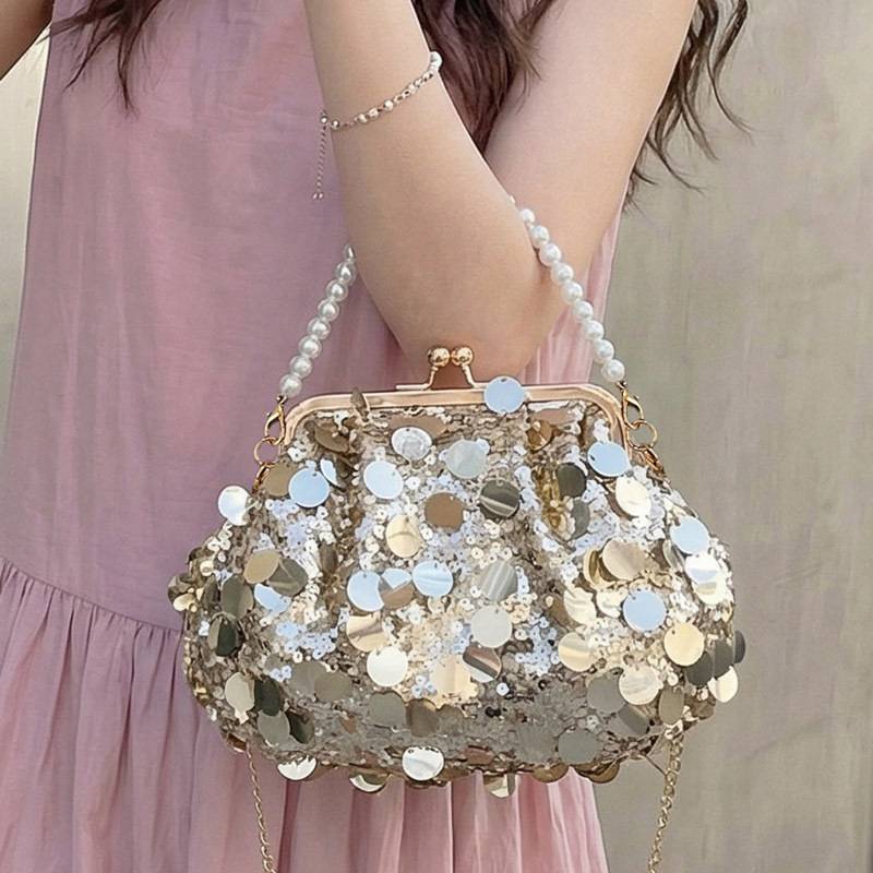 Evening Clutch Bag With Sequin Shell Design For Formal Events And Party Wear