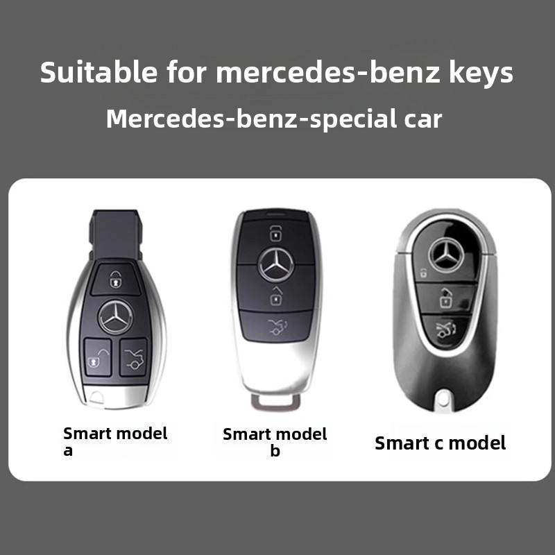 SFX1 Zinc Alloy+Leather Car Key Case Cover for Mercedes Benz 2021 C /S Class W223 W206 S350L S400L S450L S500L Protector