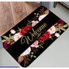 Flower Letter Pattern Printed Entrance Doormat Soft and Non-Slip Crystal Absorbent Mat Suitable for Livingroom Home Room Decor