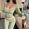 European-Inspired Lace Pajama Set: Floral, Sexy, Long Sleeve & Pants for Women