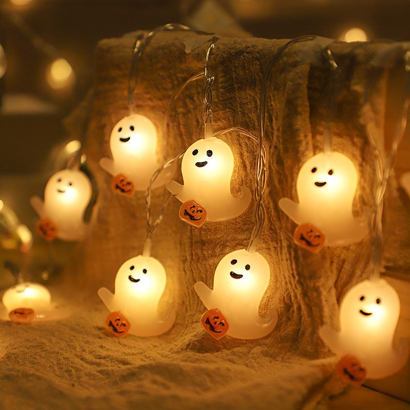 Halloween LED String Lights: Colorful Skull, Bat, Tombstone, and Pumpkin Decorations