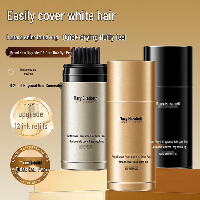 Plant Flower Fragrance Hair Color Pen: Quick White Hair Coverage, Temporary Hair Styling Stick, Waterproof & Sweatproof