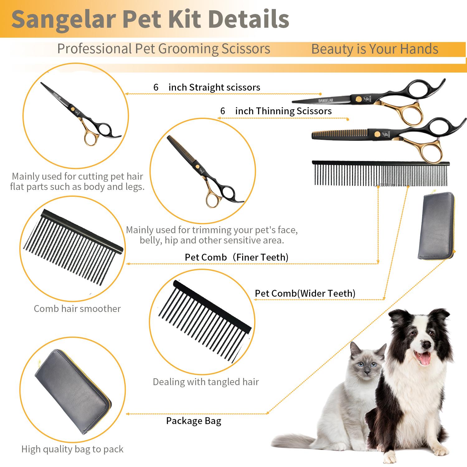 Sangelar 6 дюймов Набор для стрижки волос Профессиональный набор парикмахерских ножниц — фото 11