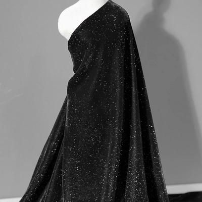 Tela de terciopelo brillante con estrellas de 100 x 140 cm, suave y lisa, tejida, no elástica, para coser vestidos, hecha a mano, tela de terciopelo suave y lisa.