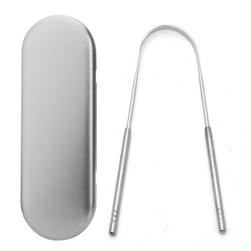 

Stainless Steel Tongue Scraper & Cleaner – Removes Bad Breath and Tongue Coating for Oral Hygiene.