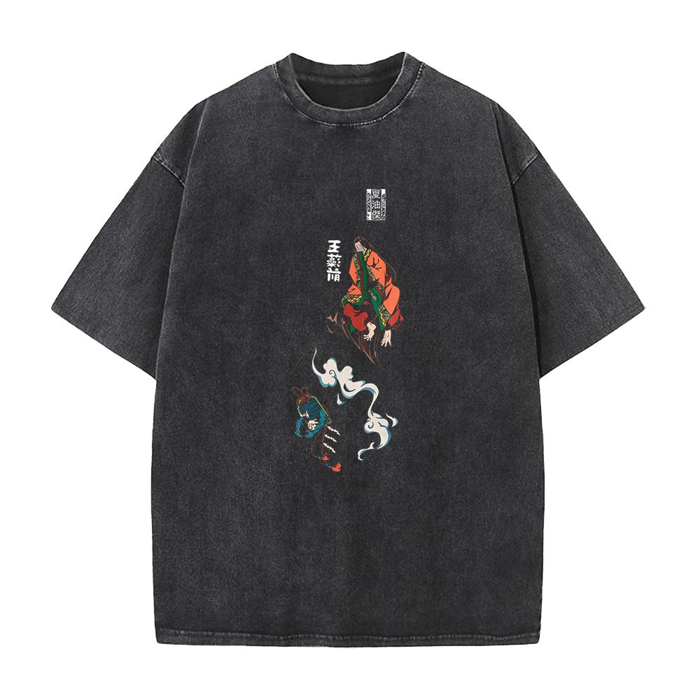 Anime Jujutsu Kaisen Geto Suguru Printed Tshirt Mens and Womens Washed Tshirt High Quality Vintage Cotton Tshirt Top
