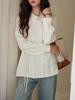 Solighter Women's Autumn 2025 Retro Lyocell Waist-Cinching Long-Sleeve Swing Collar Shirt