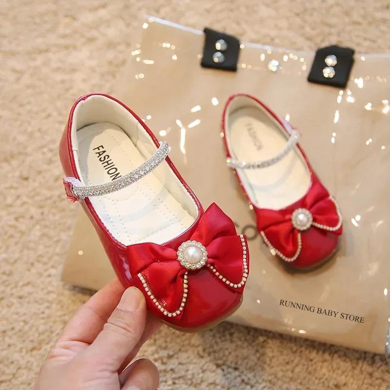 

Spring Girls School Shoes Patent Leather Princess Wedding Party Dress Shoes Kids Rhinestone Mary Janes Size 21-36 I07055 21 красный