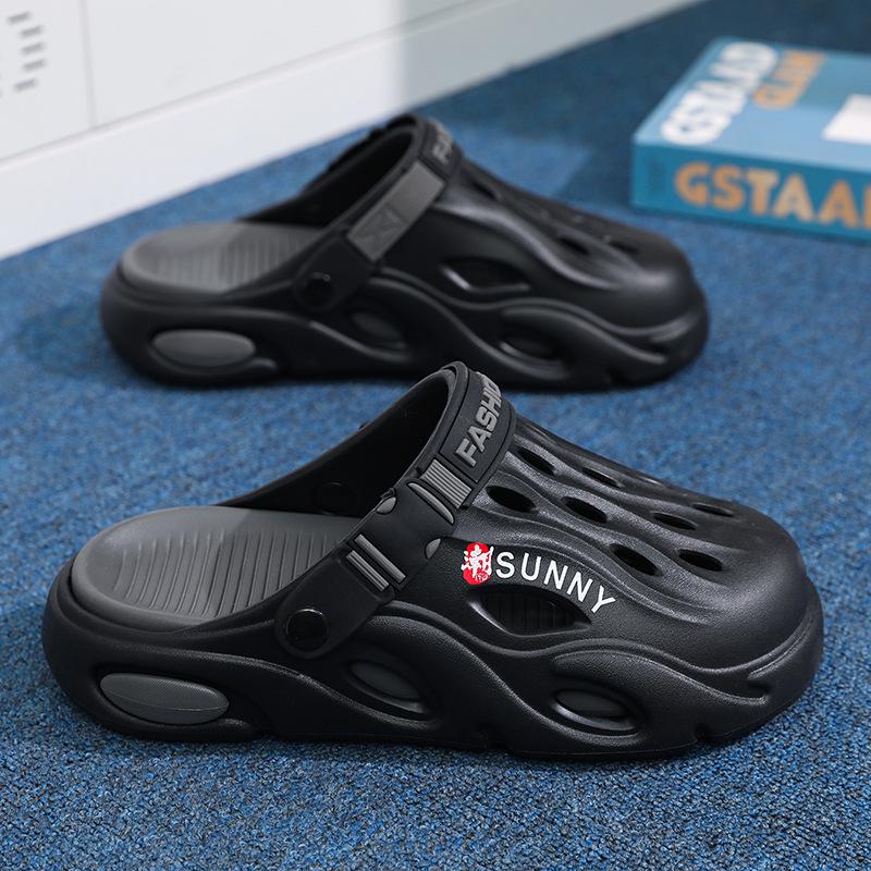 Men's Outdoor Thick-Soled Casual Sandals: Non-Slip Hole Shoes & Slippers for Beach or Autumn Wear