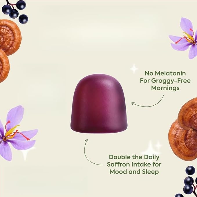Melatonin-Free Sleep Gummies with Reishi Mushrooms, Mushrooms, Vegan, Wellness Support