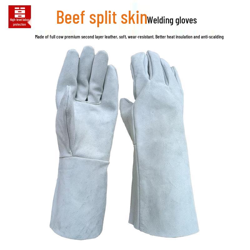 Hitzebeständige Schweißerhandschuhe aus Rindsleder mit zusätzlicher Handflächenverstärkung
