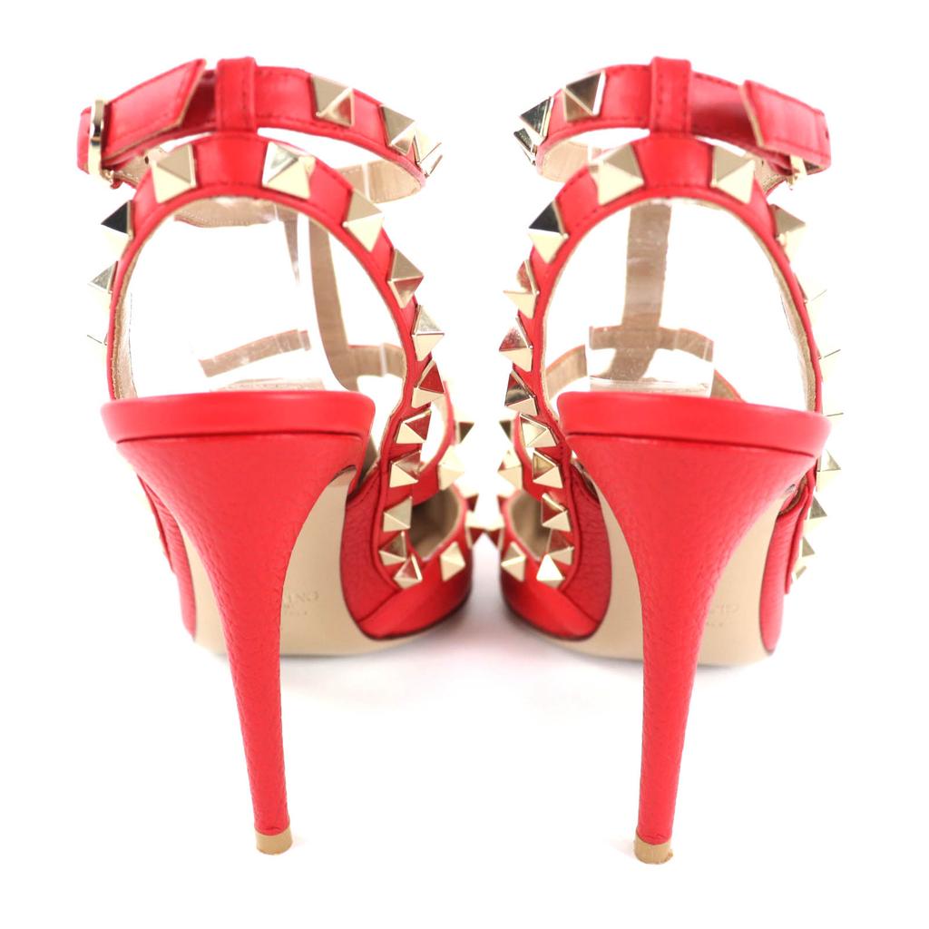 Great Valentino Garavani Pumps Rockstud Pointed Toe Red Leather Women 36 Used