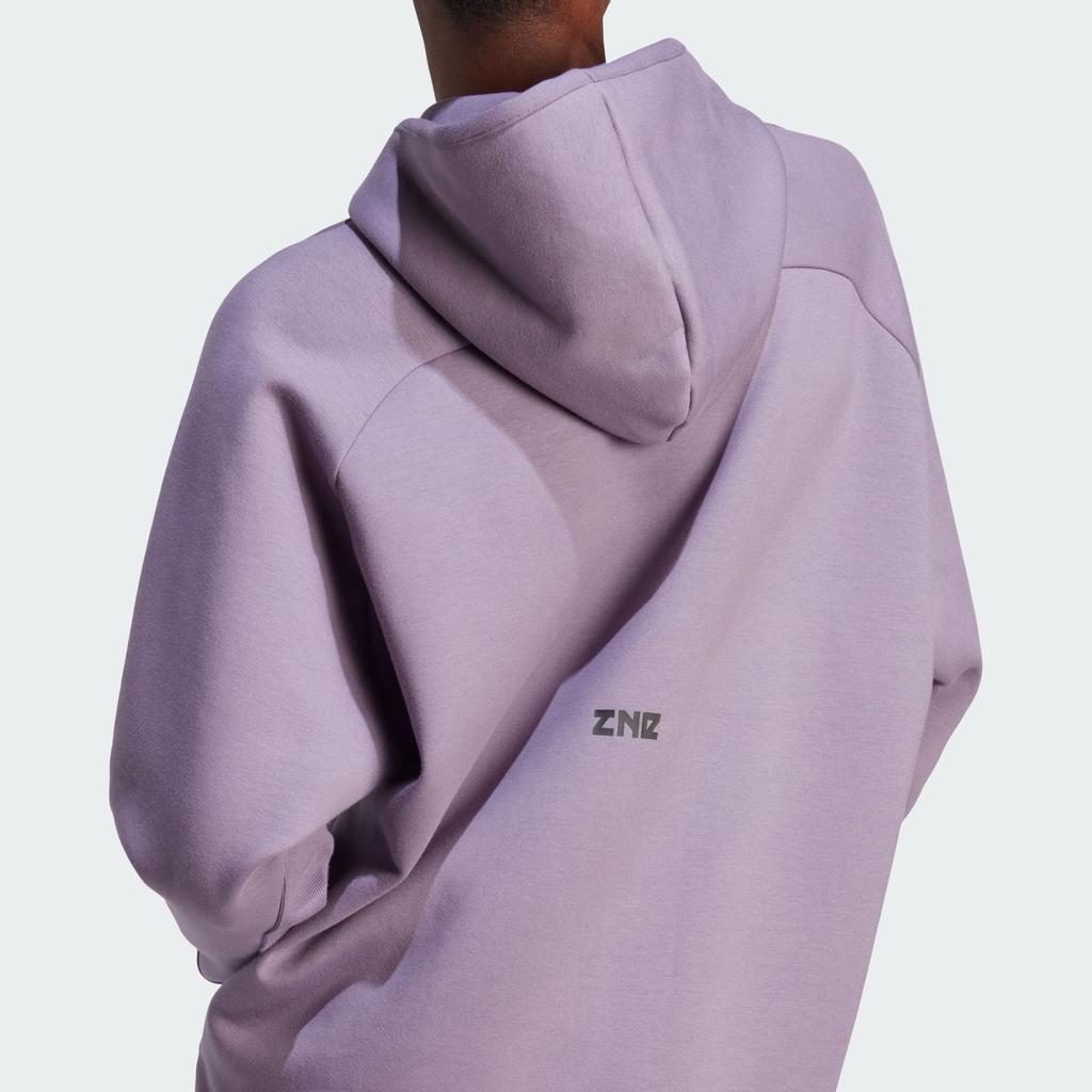 Adidas SS24 True Healing Series Z.N.E. Overhead Hoodie Solid Color Logo Sports Casual Hoodie Women Hoodies Dark-Gray Purple IN5123