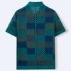 Casual Knitted Short Sleeve Shirt for Men Button Down Crochet Hollow Out Shirt Top Men's Summer Vacation Vintage Knit Golf Beach Collared Shirts Tops