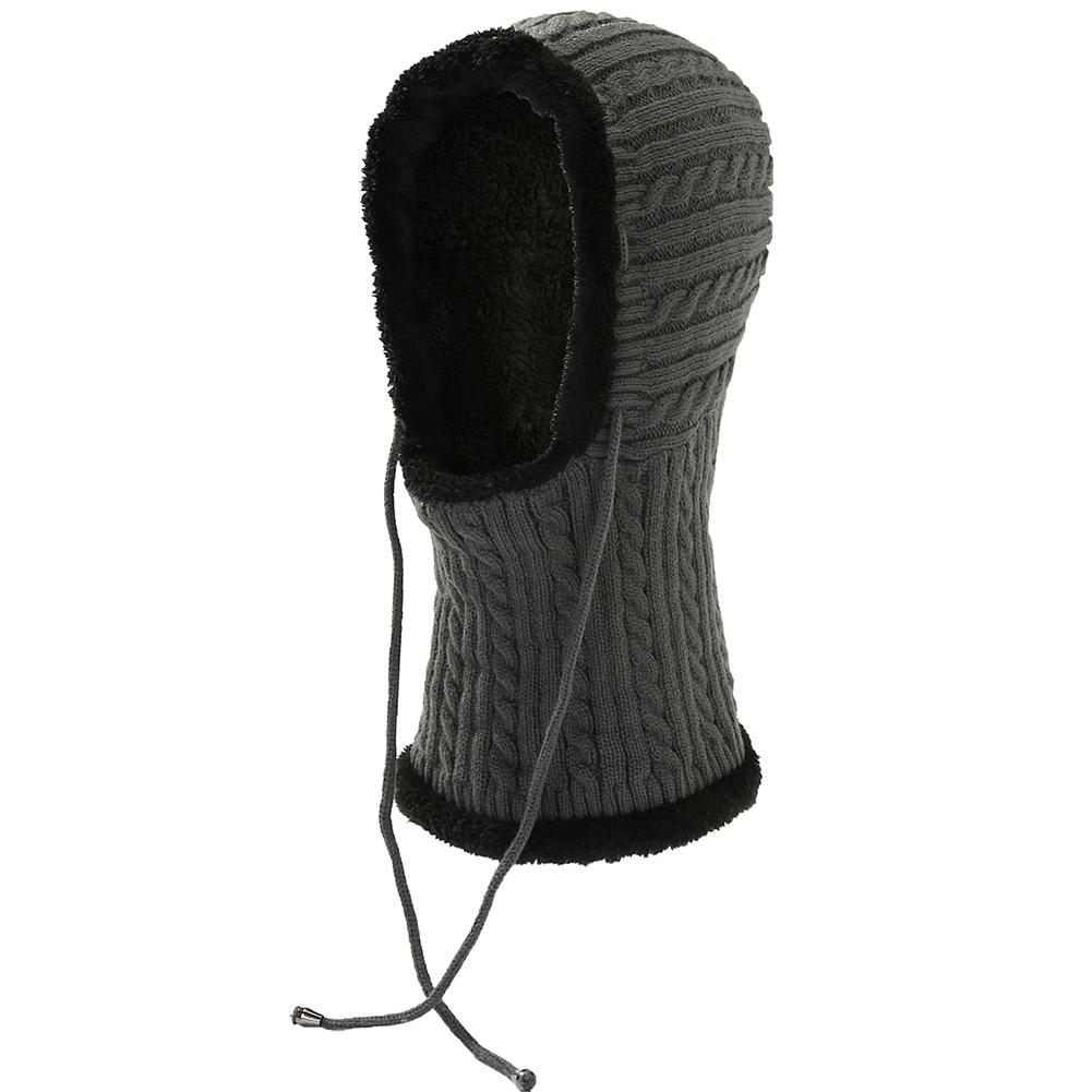 Women Men Thickening Knitted Warm Fleece Lining Scarf Conjoined Cap for Autumn Winter