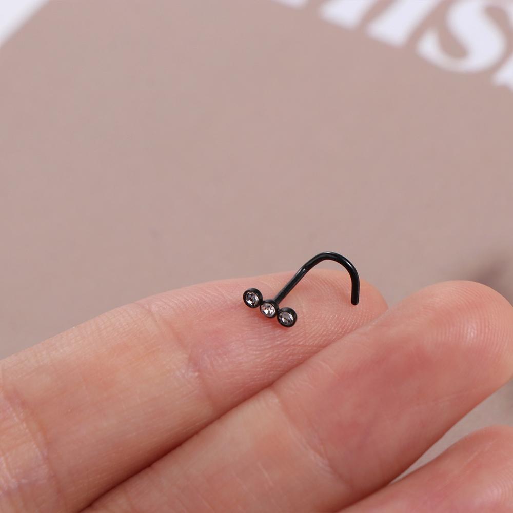Opal Nostril Zircon Nose Screw Studs Stainless Steel Trendy Women
