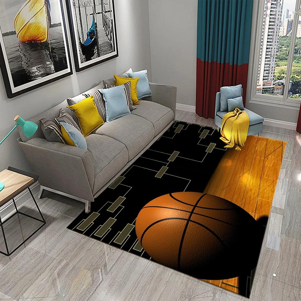Basketball Pattern Carpet Teen Boys Playroom And Living Room Sofa Non-Slip Floor Decor