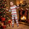 Family Matching Christmas Pajamas Set Long Sleeve Neck Print Loungewear for Parents and Kids