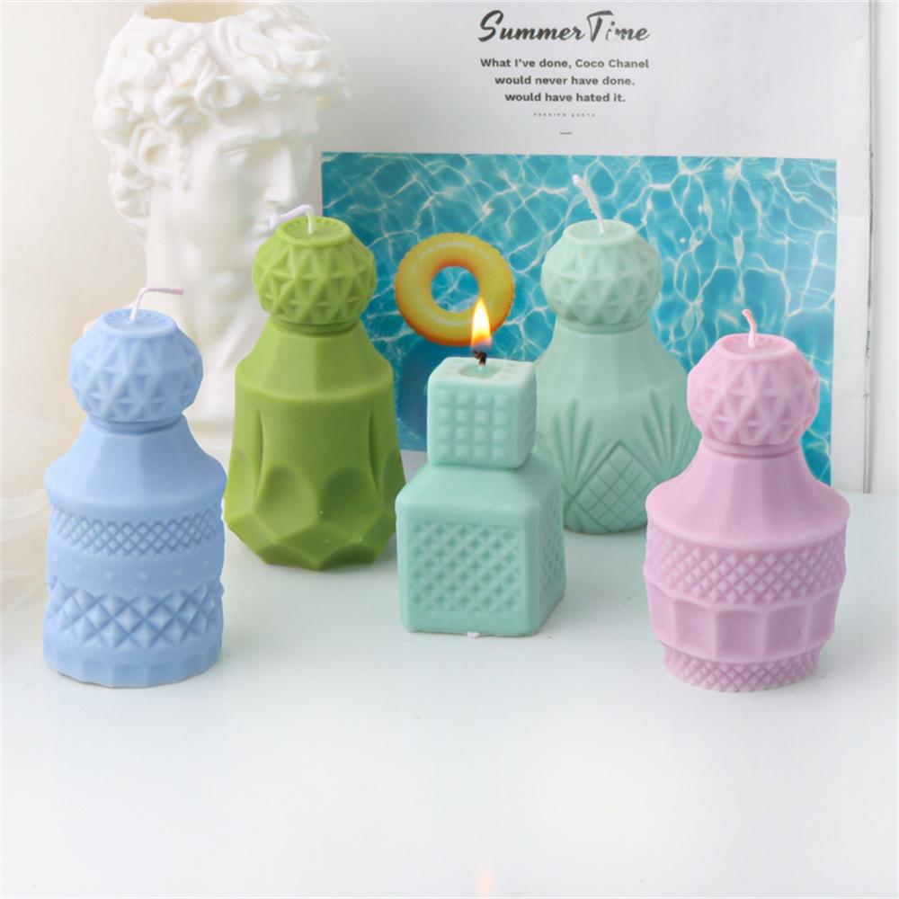 Cute Gourd Shaped Candle Silicone Mold Handmade Perfume Wine Bottle Aromatherapy Gypsum Mold Home Candle Production Kit