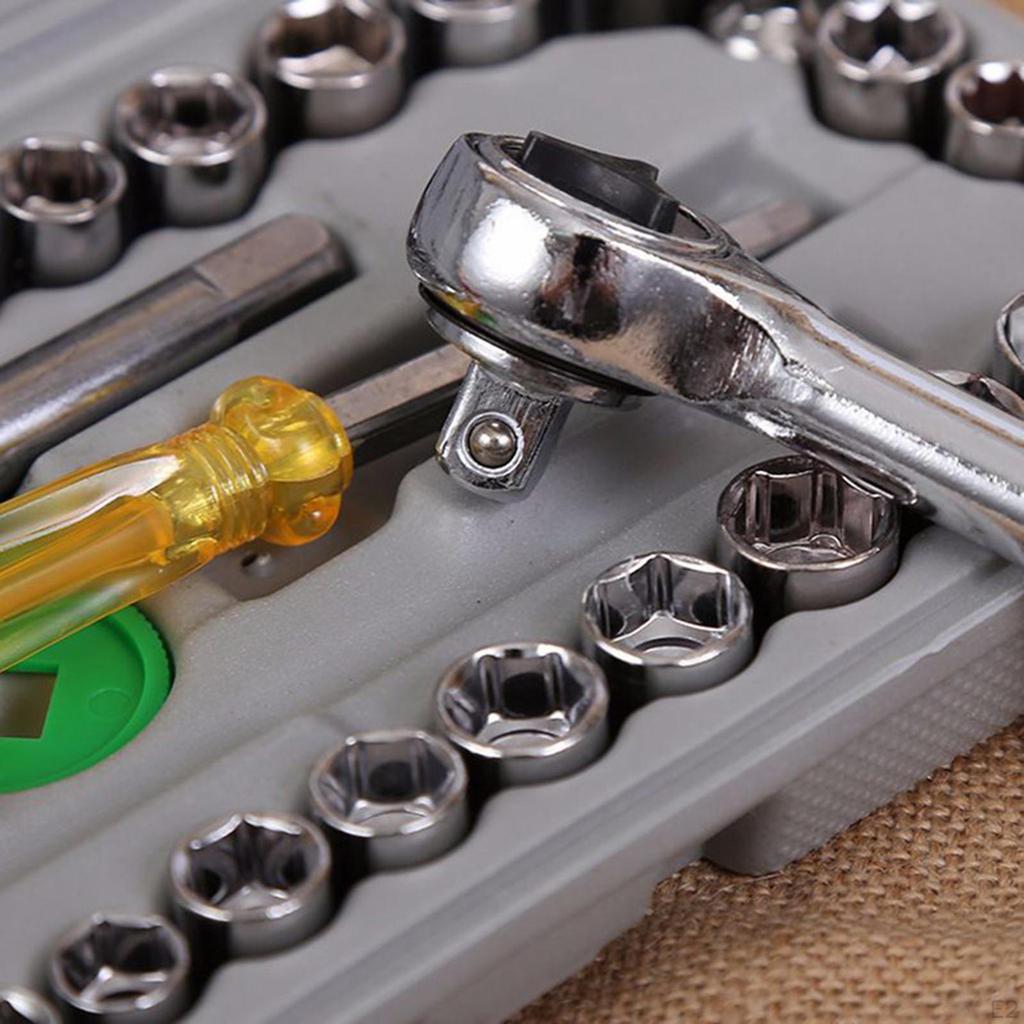 40x Hand Tool Sets Professional Socket Wrench Set Fit for Machine Repair Seat Home Motorcycle