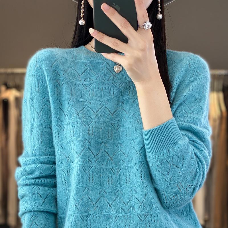 Suéter de mujer, cachemira Qinghe, 30% cachemira 70% lana, jersey de punto de invierno, suéter de otoño, suéter de cachemira de mujer, top de punto, manga larga