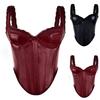 Corsetto Camicia in Pelle con Pizzo e Stecche da Donna per la Sera e le Feste