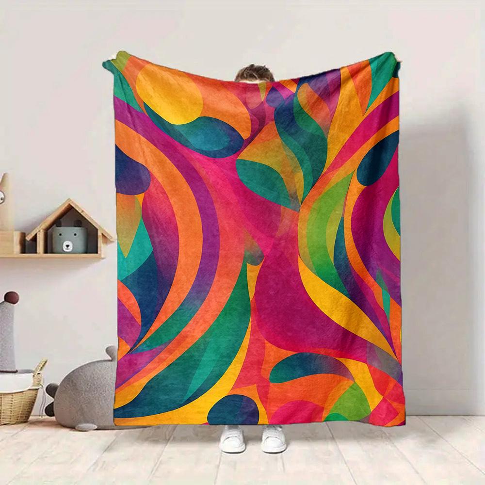 1pc Colorful Pattern Design Blanket Warm, Cozy, And Soft, Suitable for Sofas, Beds, Cars, And Office Use.Perfect for Camping And Travel, Making It a G