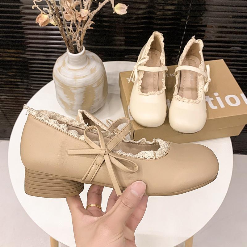 French soft leather Mary Jane women's shoes 2025 summer new retro gentle temperament with skirt thick heel light mouth single shoes