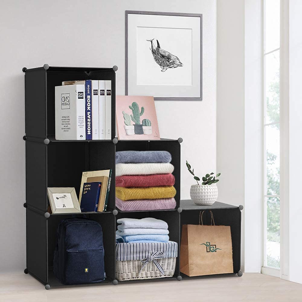 Vacplus Large Storage Assembly Type Storage Clothing Storage Organizing Space Convenient Width 30 X Depth 30 X Height 30 9 Boxes Black Bookshelf,