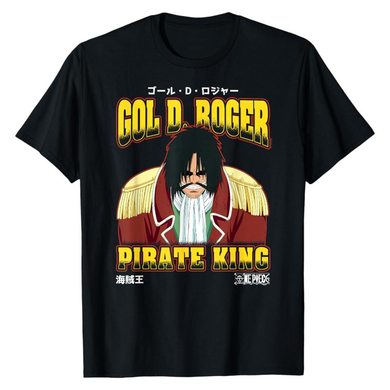 Gol D Roger One Piece TShirt Pirate King Character Print Crew Neck 100 Cotton Soft Classic Trendy Street Style Fashion Tops S