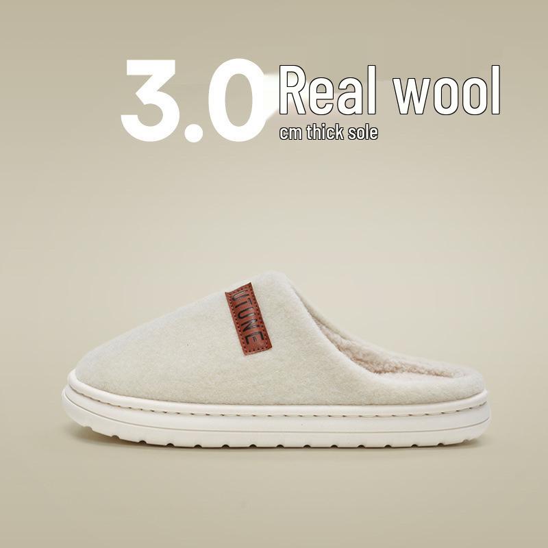 Youdiao Wool Autumn/Winter Plush Non-Slip Slippers for Men & Women - Warm Indoor Shoes for Middle-Aged & Elderly.