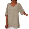 Tunic top da donna asimmetrico a maniche corte con girocollo, camicetta colorata