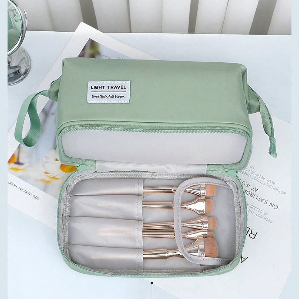 Large Capacity Double Layer Cosmetic Bag Travel Portable Wet and Dry Separation Storage Bag Swimming Toilet Bag