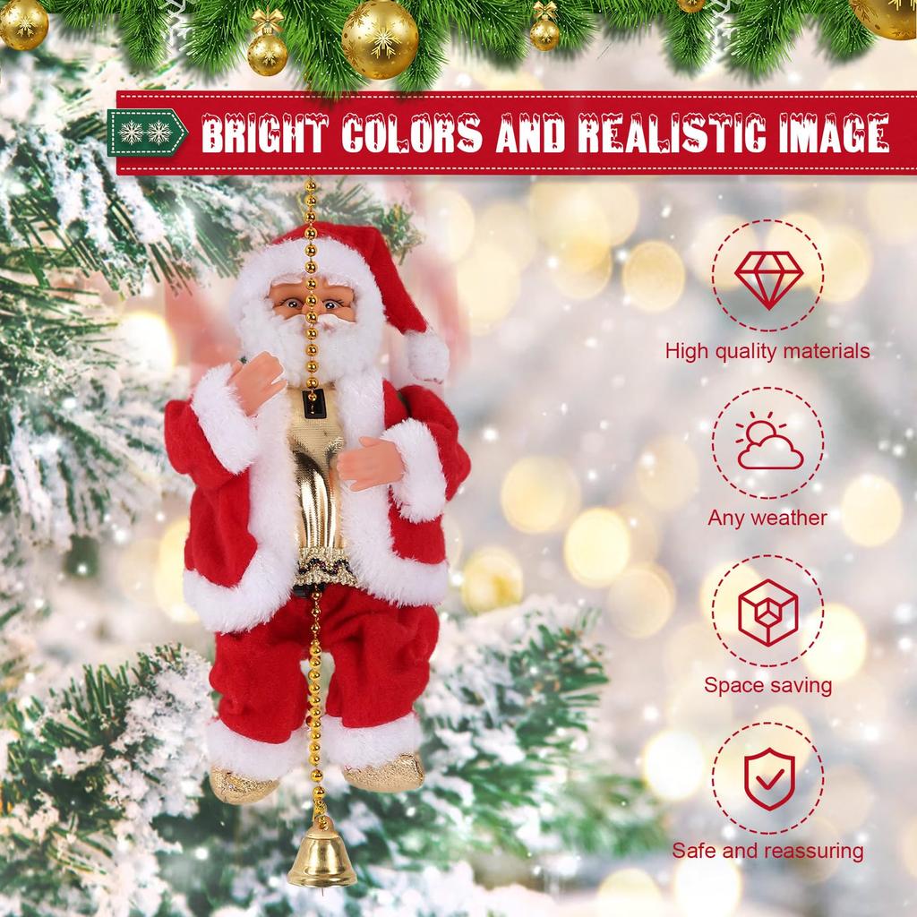 Electric Climbing Santa ClausUp and Down Animated Musical Christmas Figure for Holiday Home Party Xmas Tree Decor
