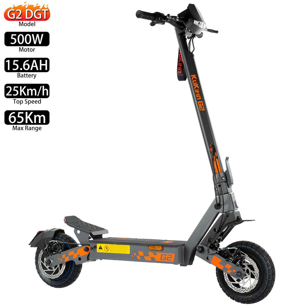 Kukirin G2 DGT Electric Scooter 500W Motor Fully Suspended Adult Electric Scooter Top Sped 25km/h Dual Disc Brakes Max Load 120kg 10" Tire