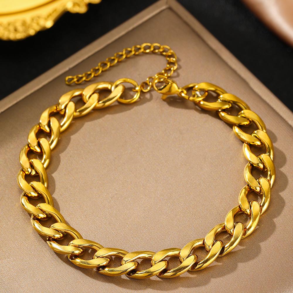 Stainless Steel Bracelets Hip-hop Exaggerated Cuban Chain Punk Retro Bracelet For Women Zircon Banquet Non-fading High-quality