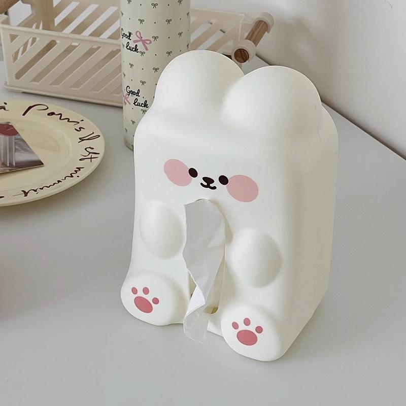 Cute Bunny Living Room Coffee Table Tissue Box Organizer Desktop Paper Box Dormitory Kawaii Bathroom Wall Mounted Tissue Box