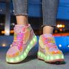 Kid's Four-wheel Detachable Flat Shoes Rechargeable LED Luminous Sports Shoes with Wings Children's Skates with Brakes Roller Skates sneakers