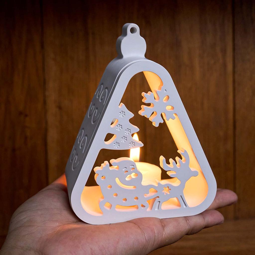 3D Triangle Hollow Candle Holder Silicone Mold DIY Santa Claus Snowman Christmas Tree Elk House Gift Box Candlestick Craft Molds