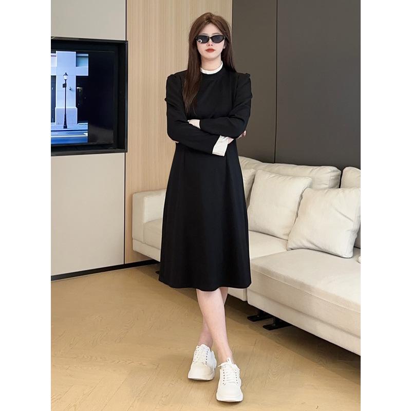 2025 Spring Slimming Plus Size Long Sleeve Knitted Dress for Women