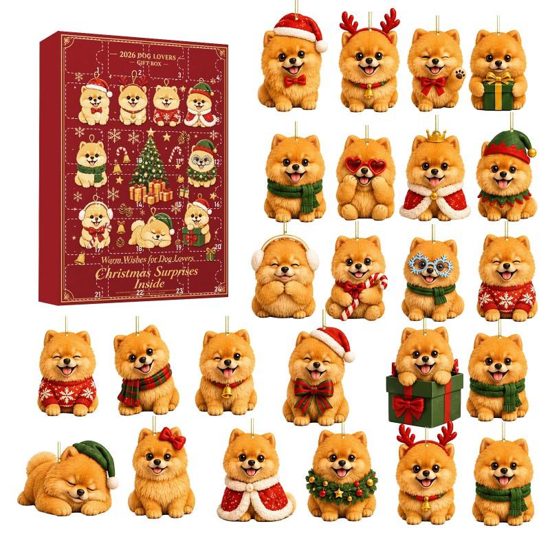 Christmas Pomeranian Advent Calendar Blind Box 24pcs Festive Decor Pet Lovers
