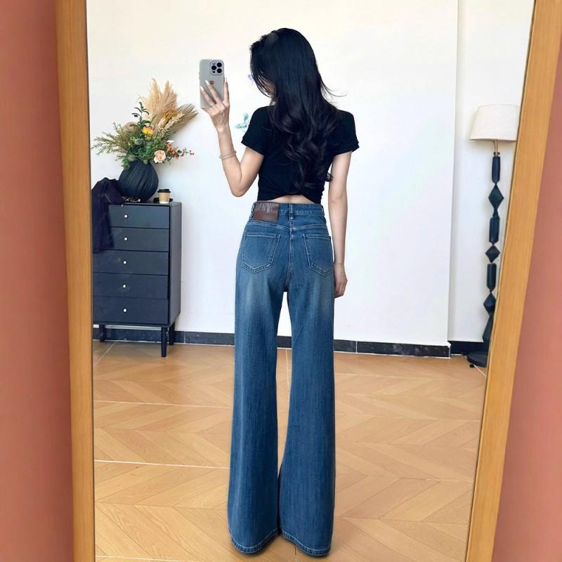 Womens High-Waisted Flared Jeans Slim Fit Non-Clings Wide Leg Denim Pants Winter Stylish Casual