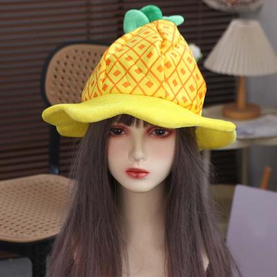 Photography Hat Soft Plush Pineapple Hat Funny Adjustable Party Headpiece Comfortable Cartoon Fruit Hat Carnival Festival