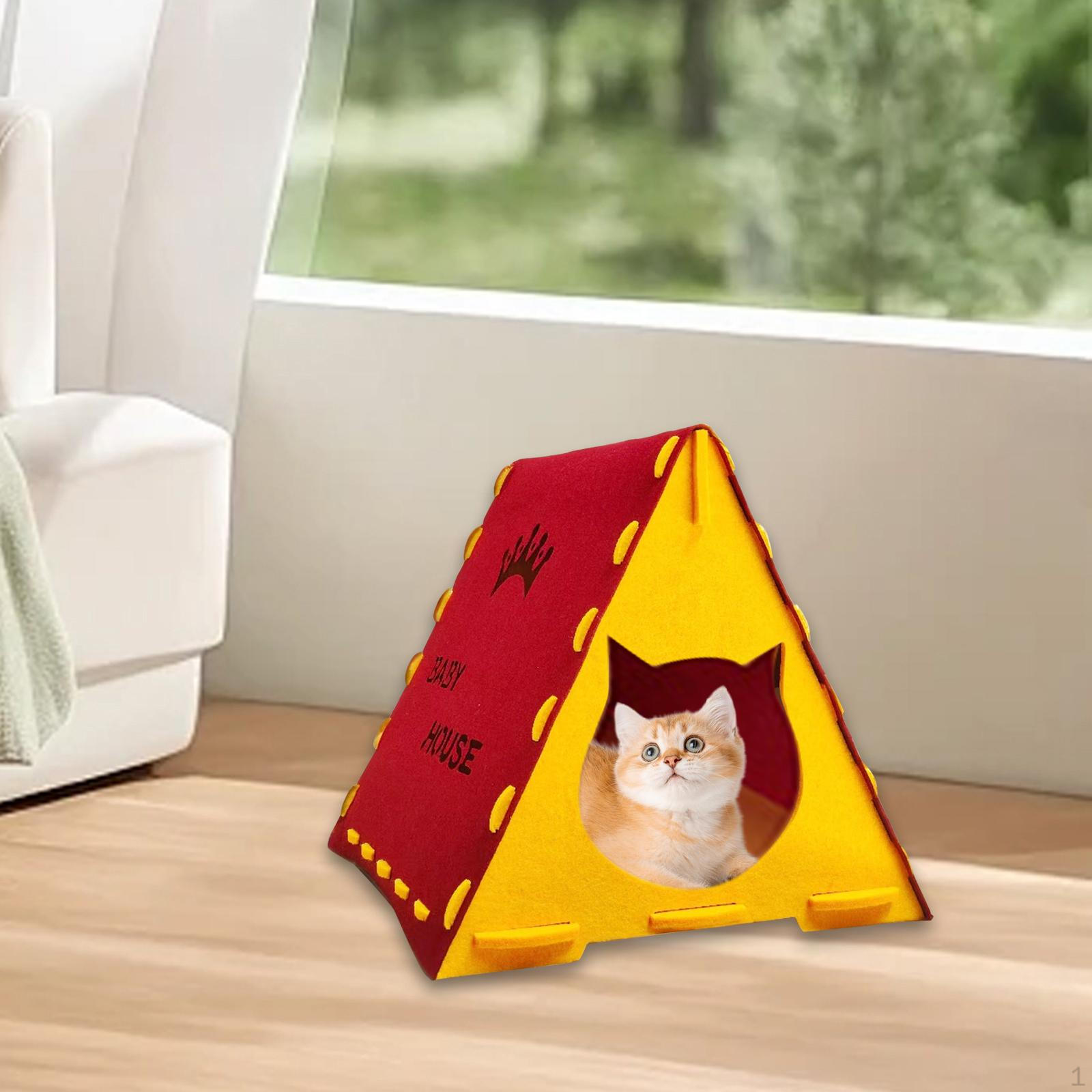 

Cat En Felt House Unwavering Съемный для внутренних кошек Обеспечивает комфорт красный