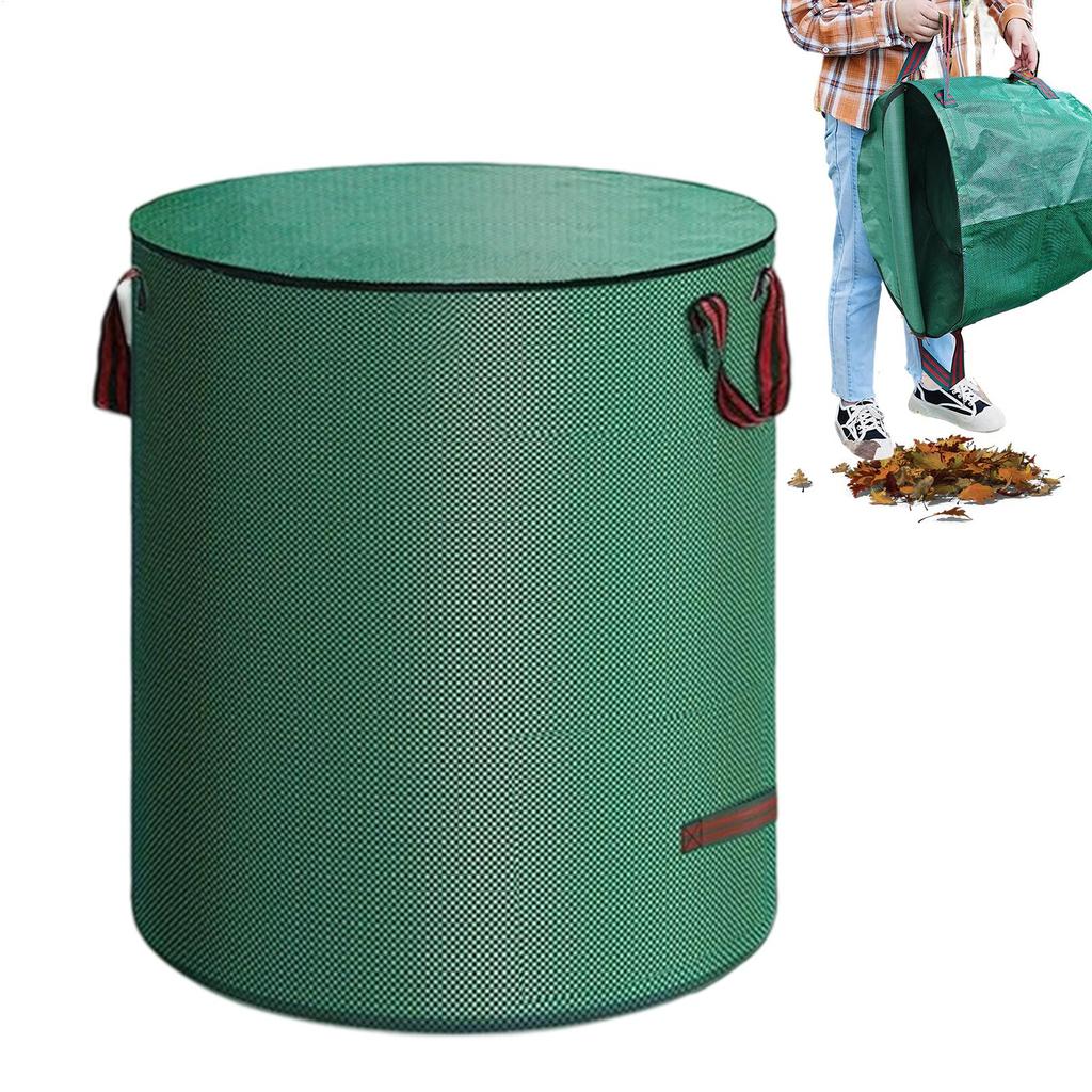 Large Capacity Garden Leaf Bag Branches and Fallen Leaves Collection Bag Dark Green PP Woven Reusable Plant Garbage Bag Supplies