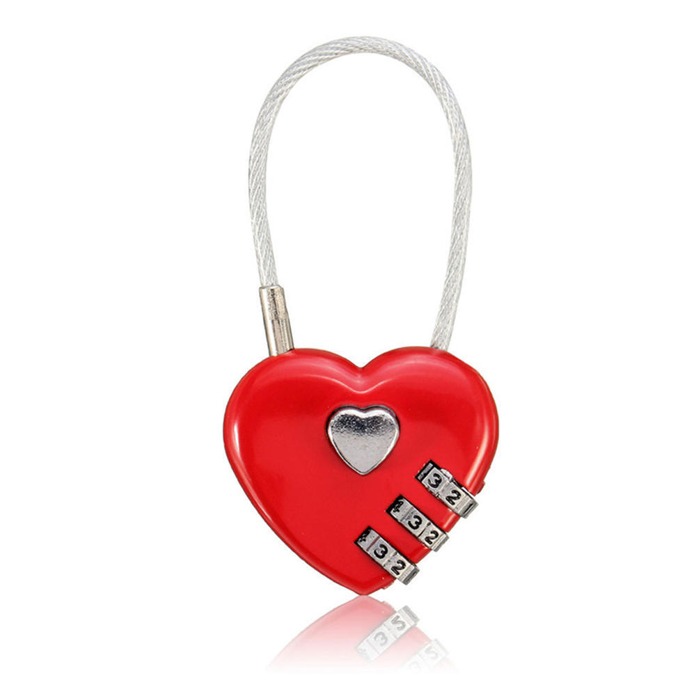 

Горячая Распродажа Love Password Lock Wire Rope Lock Travel Bags Three Bit Digital Lock Resetable Code Padlock Heart
