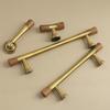 Vintage Look Nordic Cabinet Door Handle in Walnut and Brass for Clothing Storage