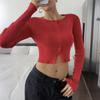 Elegant style long-sleeved button bottoming shirt wool weaving women's clothing 2025 autumn and winter