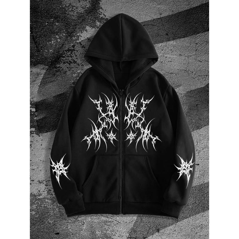 Herren Reißverschluss Hoodie 3D Druck Lässig Lockerer Schnitt Sweatshirt Jugend